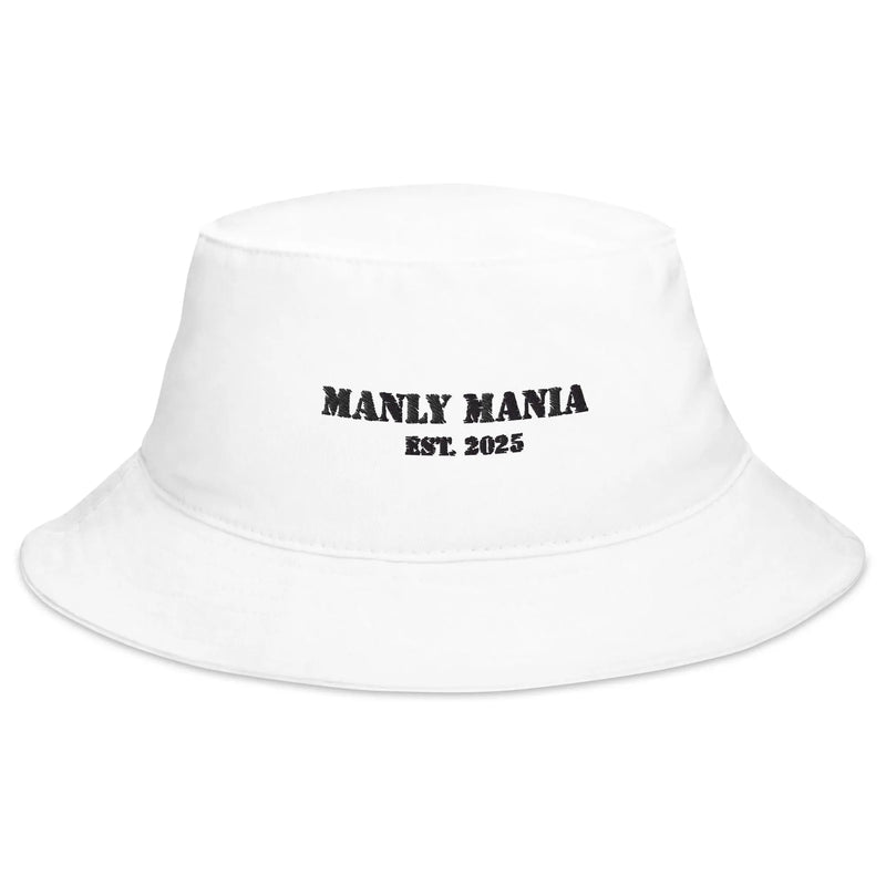 Manly Mania Urban Bucket Hat white front view men's casual summer hat stylish fit