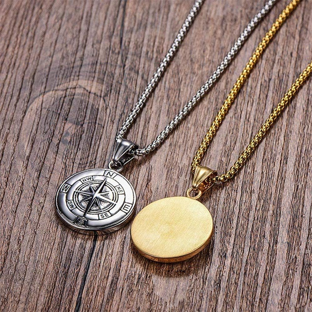 Side angle of Dominion Compass pendant necklace – durable stainless steel men's necklace and chain