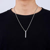 Man Wearing Steelmark Bar Pendant Necklace - Minimalist Men's Jewelry