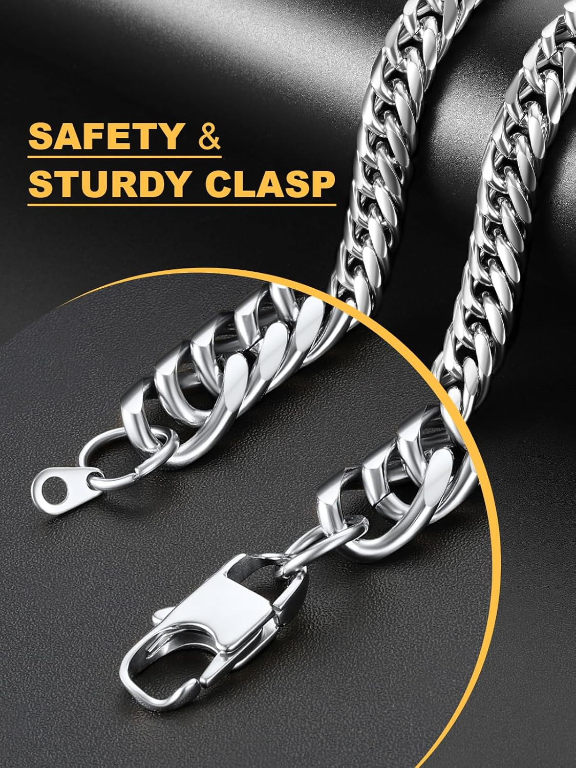 Detailed Franco curb link design on Manly Mania Royal Chain necklace – men's chain close-up