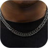 Man styled with black Manly Mania Royal Chain necklace – versatile men's stainless steel chain