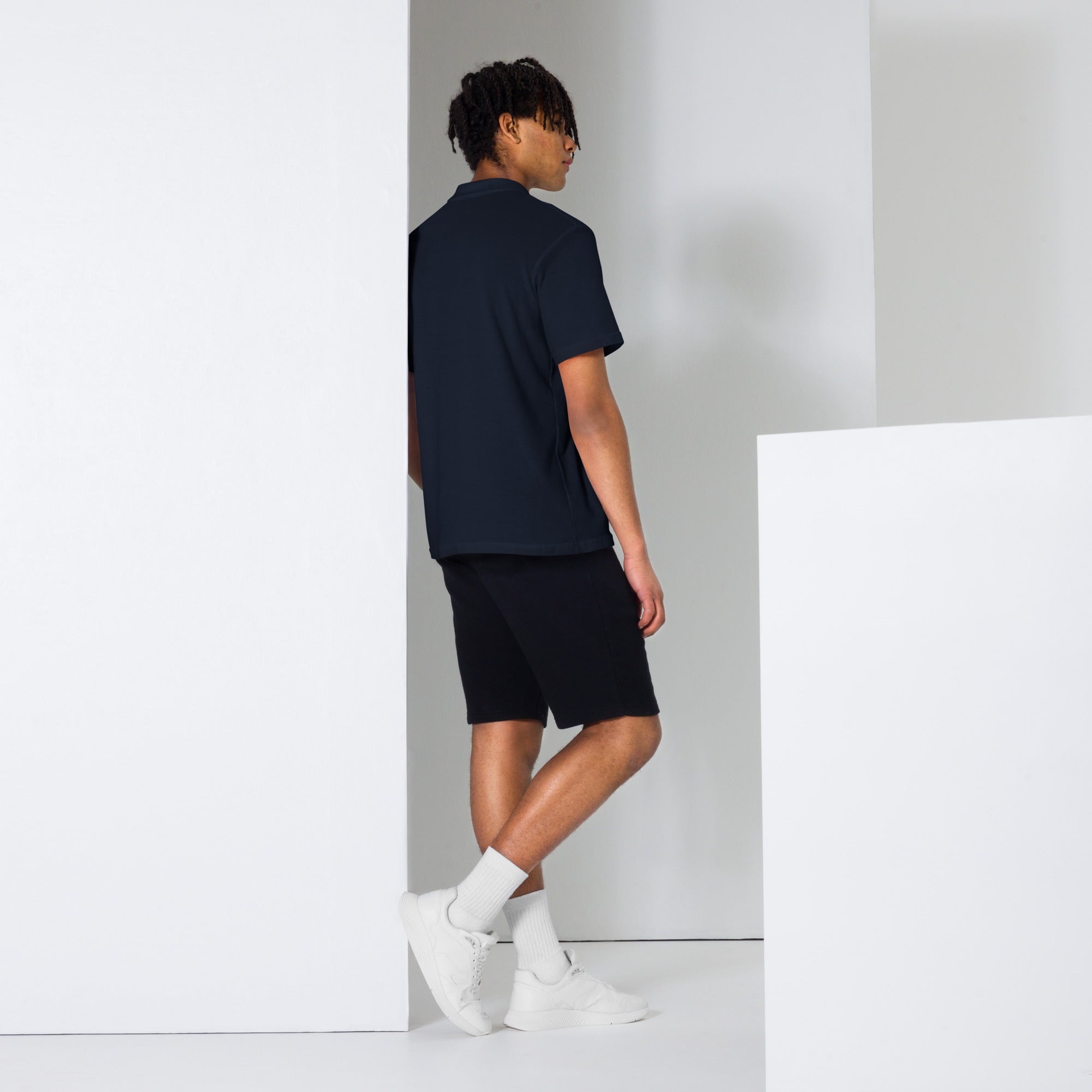 Golden Titan Polo Shirt in Navy - Back View