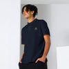 : Golden Titan Polo Shirt in Navy - Detail Close-Up