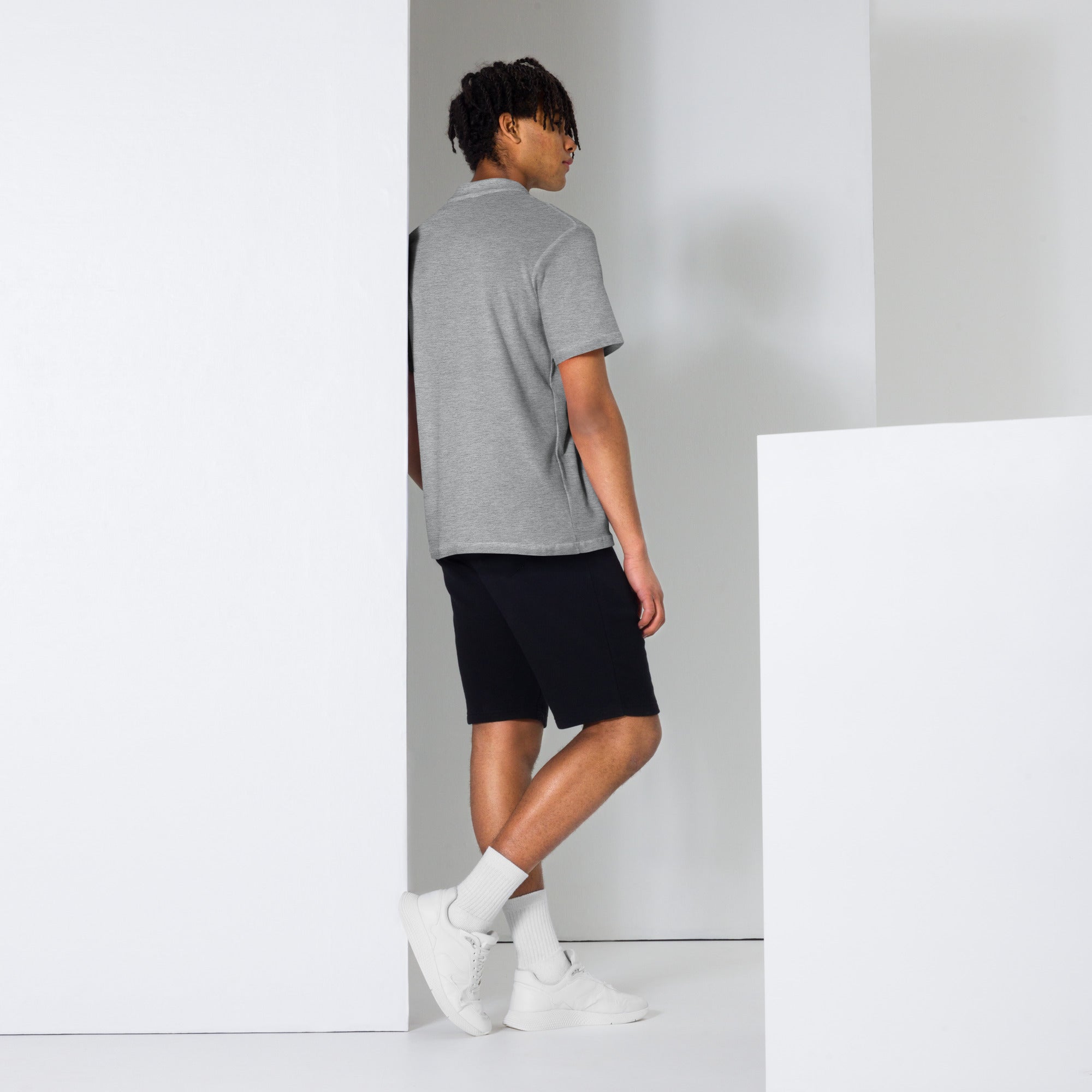 Back view of Manly Mania Giant Polo Shirt in Sport Grey