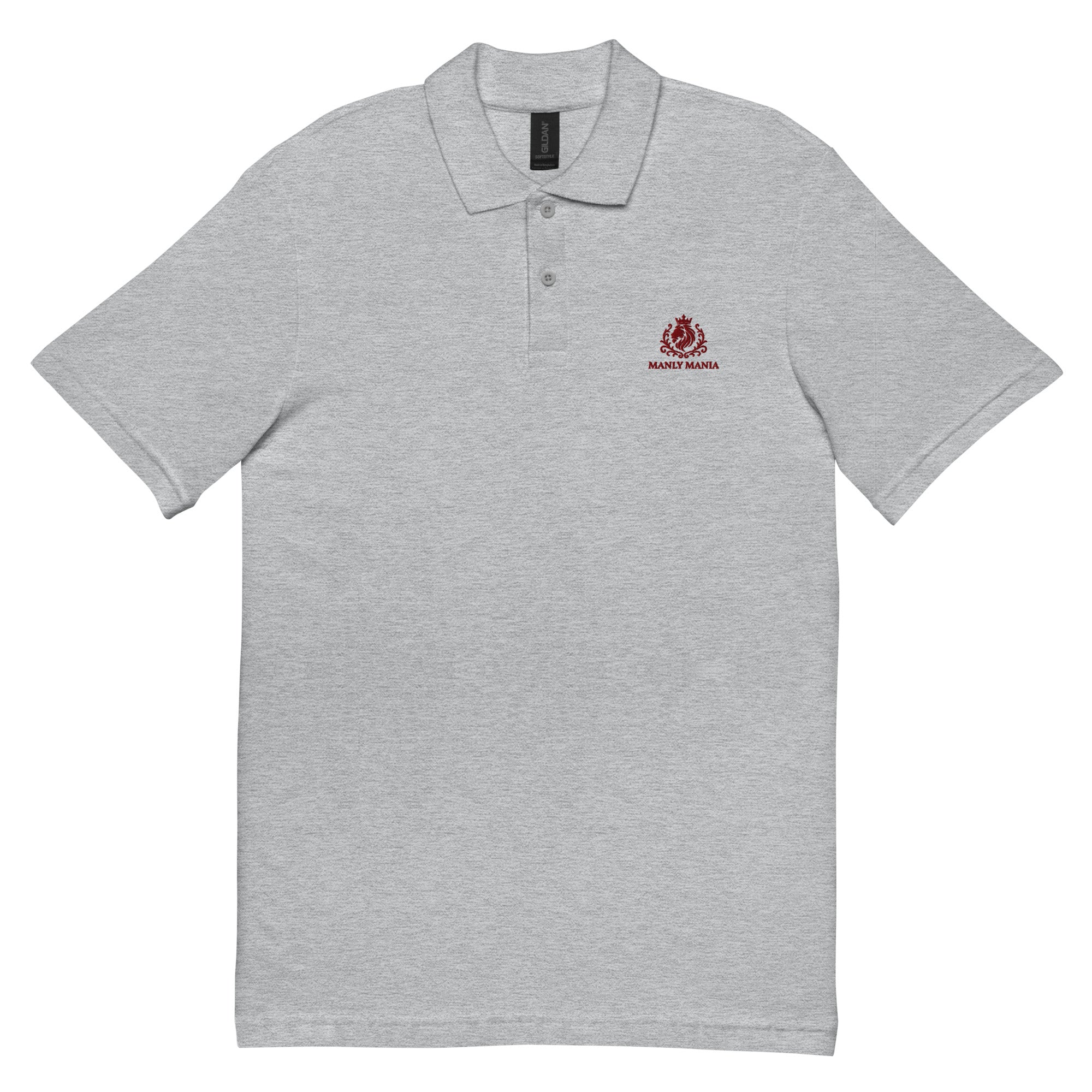 Front view of Manly Mania Giant Polo Shirt in Sport Grey