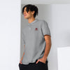 Close-up of fabric and collar of Manly Mania Giant Polo Shirt in Sport Grey