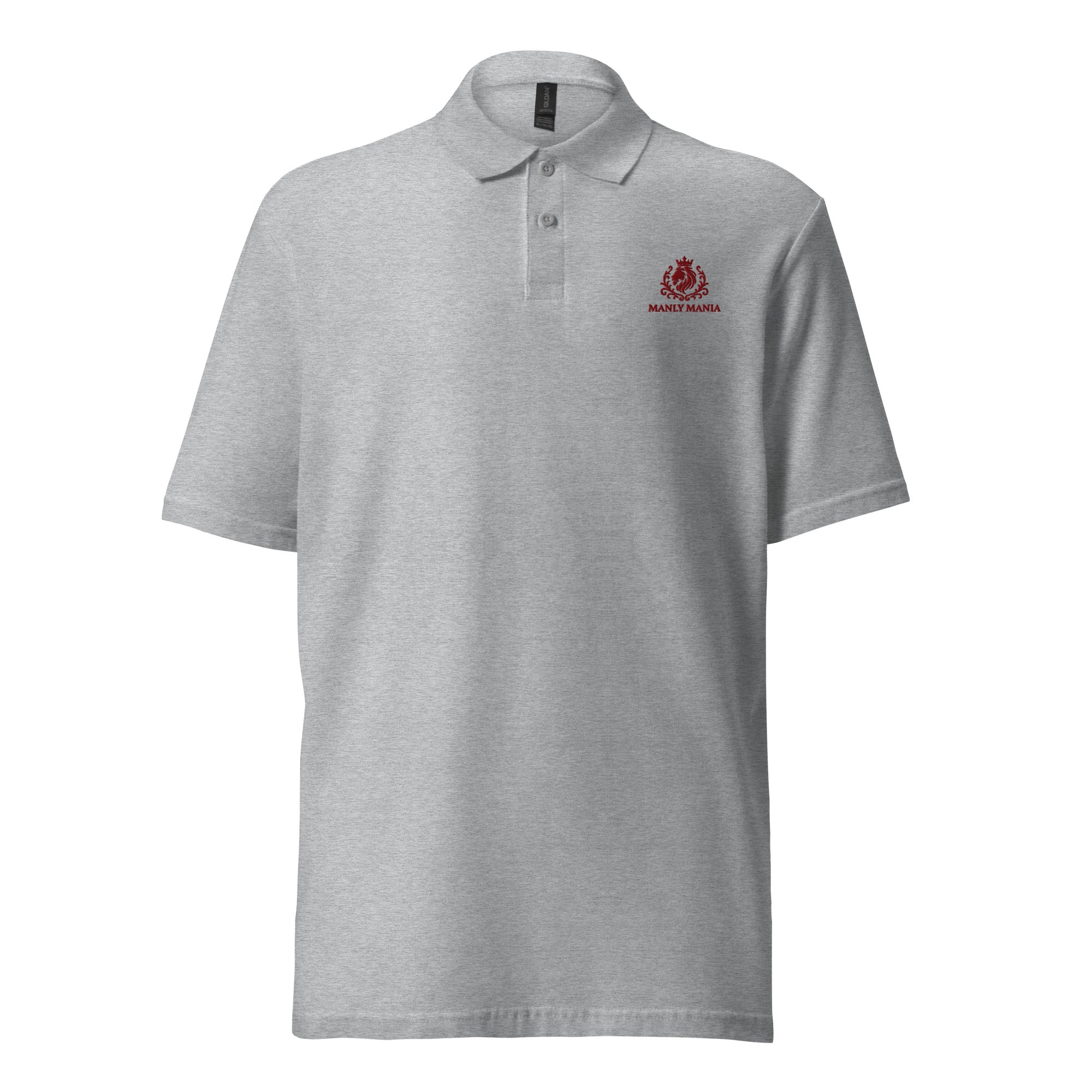 Front view of Manly Mania Giant Polo Shirt in Sport Grey