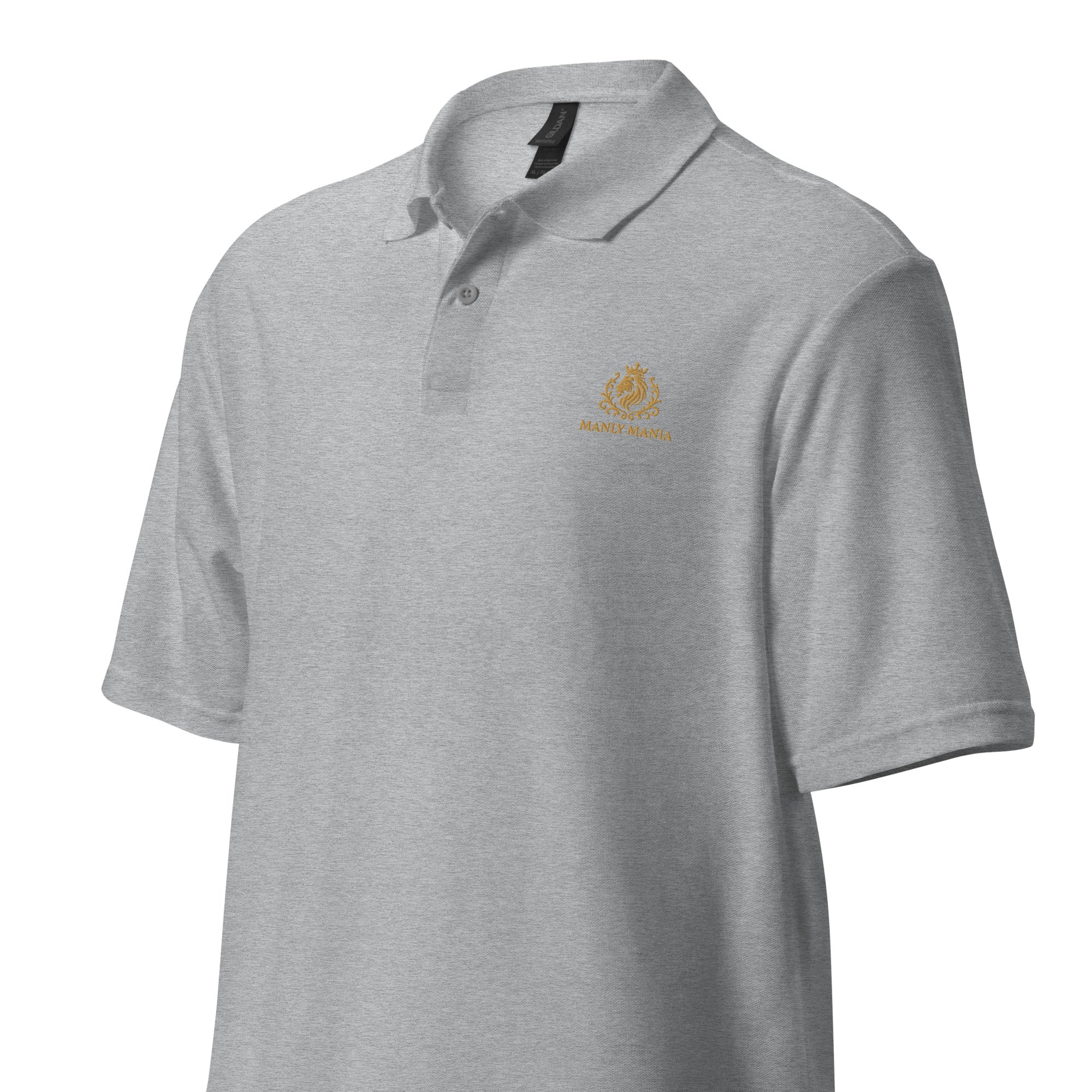 Golden Titan Polo Shirt in Sport Grey - Embroidered Detail Close-Up