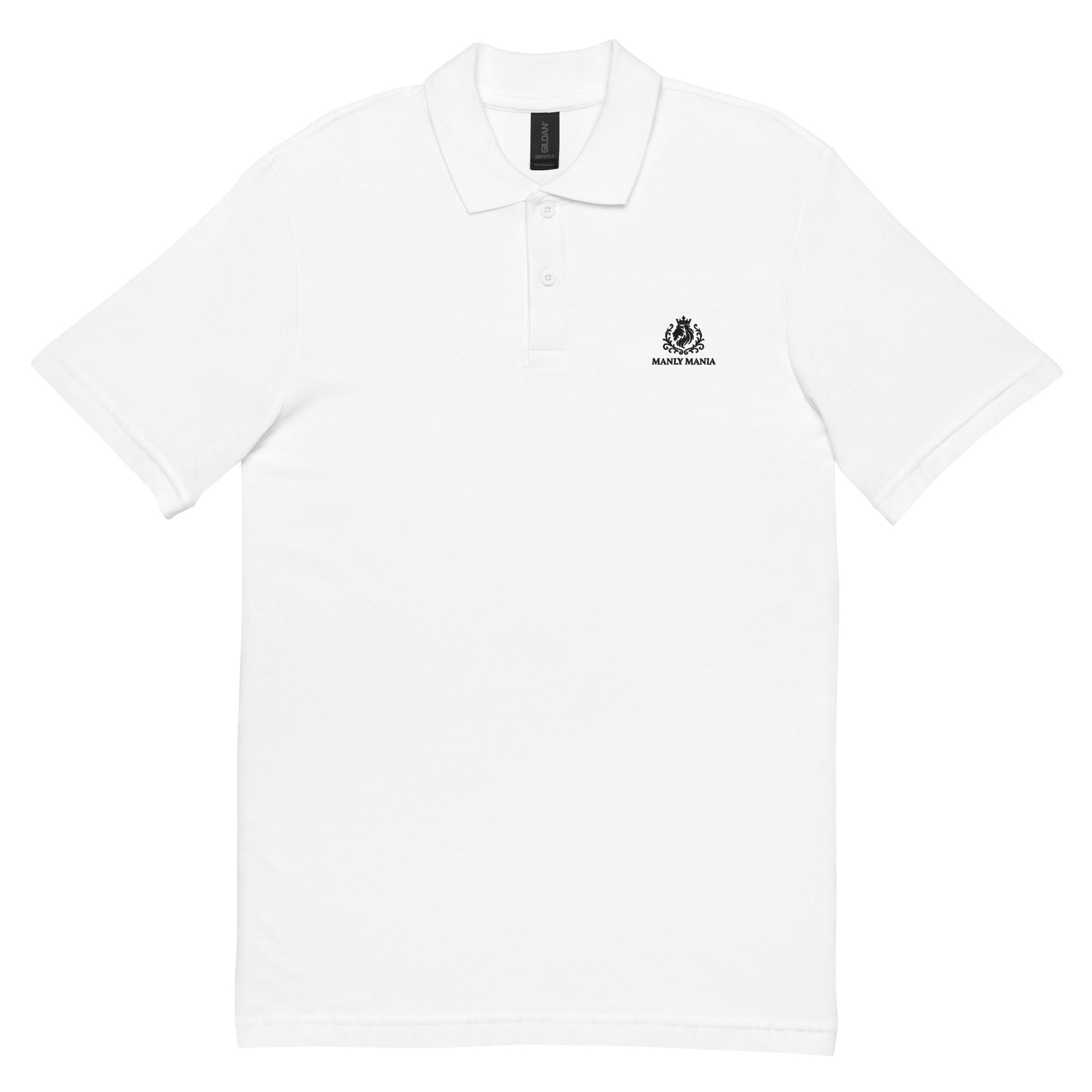 White Manly Mania Apex Polo Shirt front view – polo shirt for men