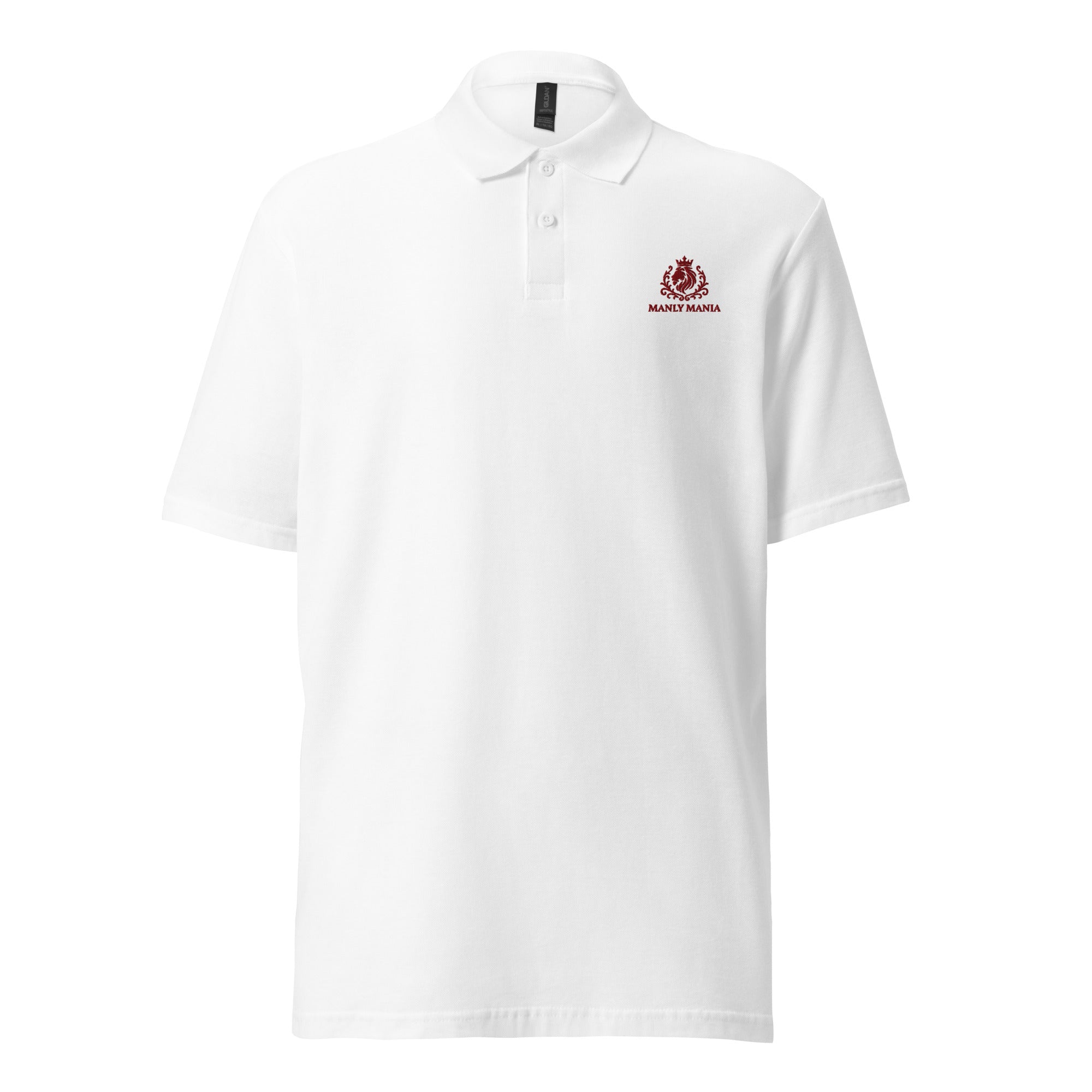 Front view of Manly Mania Giant Polo Shirt in White