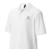 White Vanguard Polo Shirt - Logo and Collar Detail Close-Up